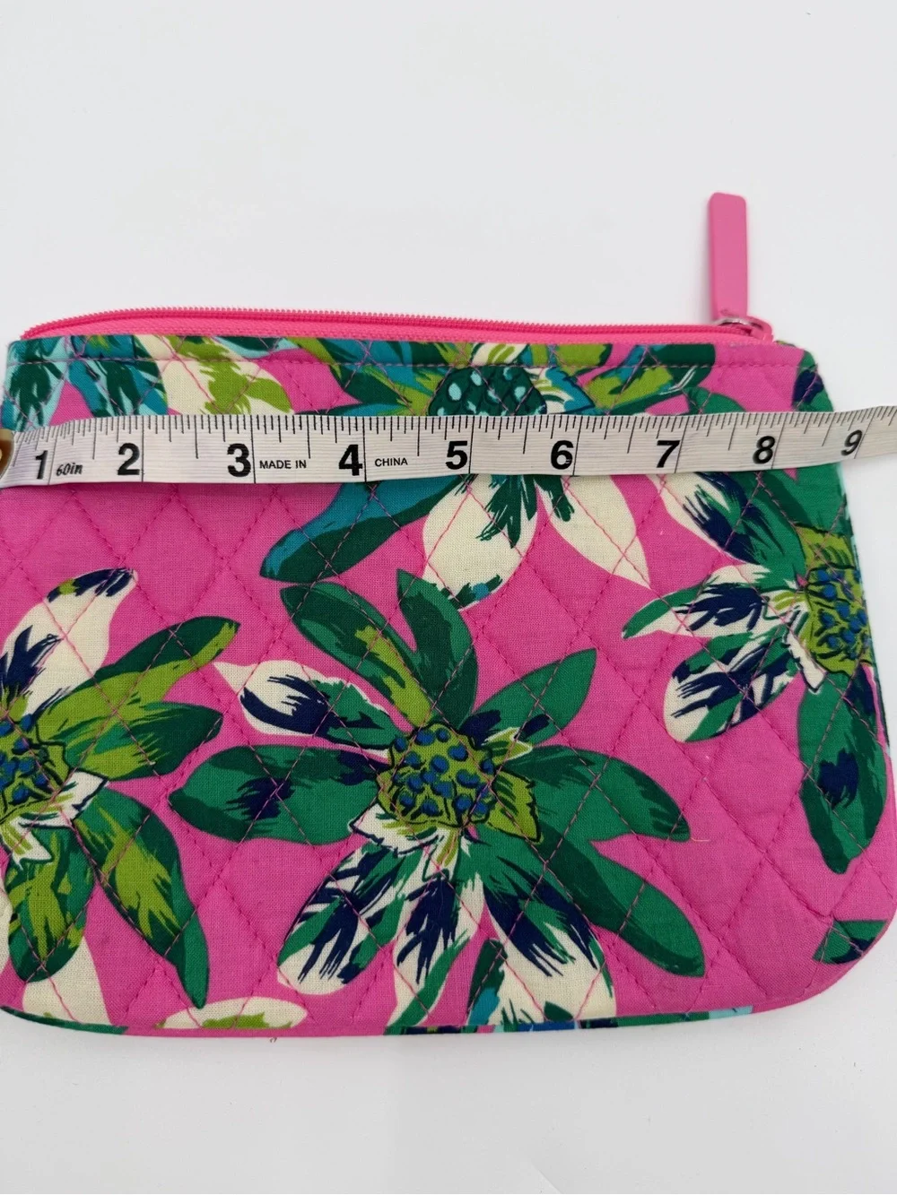 Vera Bradley Quilted Zip Pouch Pink Tropical Floral